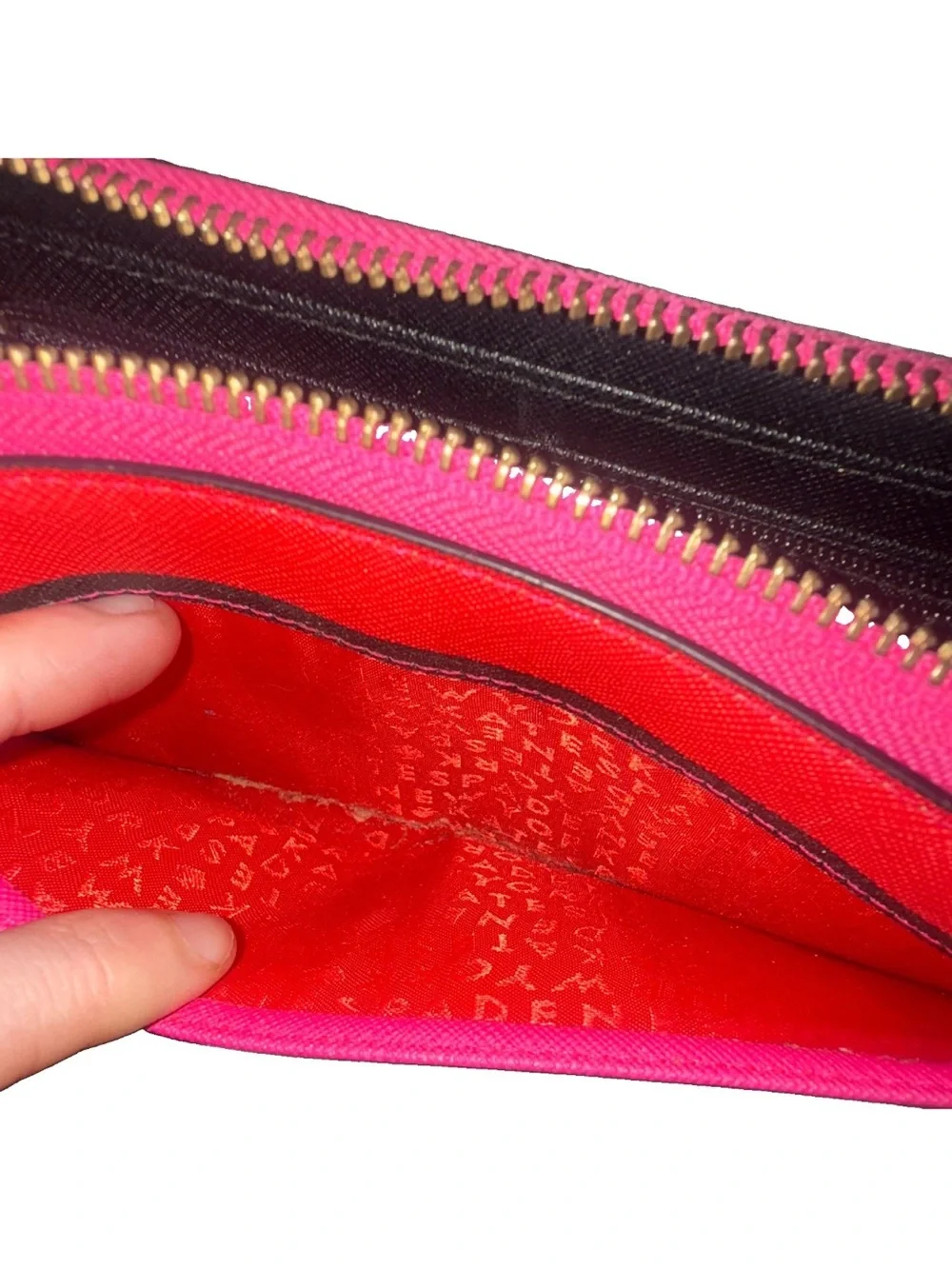 kate spade Striped Zip Wallet in Red, Pink, Black & Cream